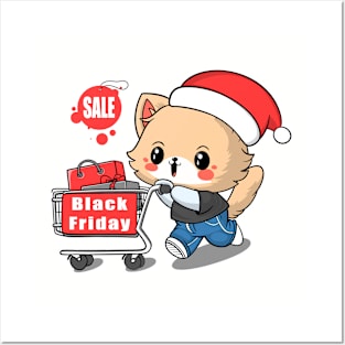 Black Friday Cat Shopping Posters and Art